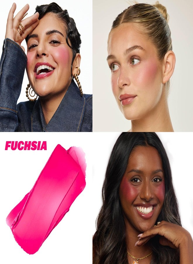 BASMA BEAUTY The Cream Blush, Non-Sticky, Buildable Coverage, Long-Lasting Cheek and Lip Tint with Vitamin E, Aloe Vera, Rosemary Extract, Gluten-Free, Vegan Formula (Fuchsia) - Image 5
